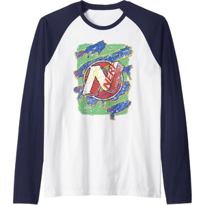 Nerf Logo Blaster Scribbles Raglan Baseball Tee(Navy Blue/White)