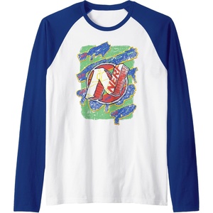 Nerf Logo Blaster Scribbles Raglan Baseball Tee(Royal Blue/White)
