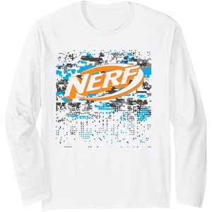 Nerf Logo Glitch Camouflage Long Sleeve T-Shirt(White)