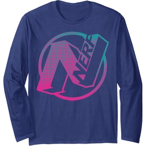 Nerf N Gradient Comic Style Logo Long Sleeve T-Shirt(Navy Blue)