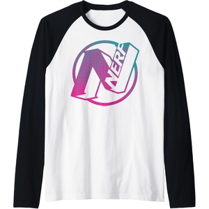 Nerf N Gradient Comic Style Logo Raglan Baseball Tee(Black/White)