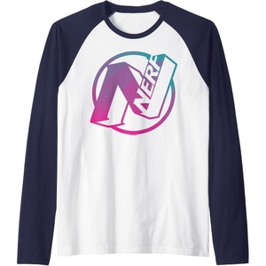 Nerf N Gradient Comic Style Logo Raglan Baseball Tee(Navy Blue/White)