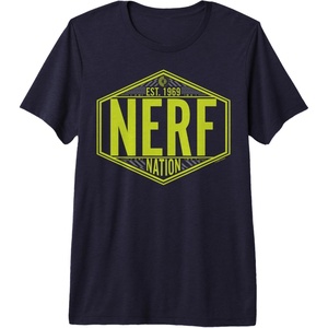Nerf Nation Est 1969 Neon Badge Logo Premium T-Shirt(Navy Blue)