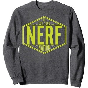 Nerf Nation Est 1969 Neon Badge Logo Sweatshirt(Dark Heather Grey)