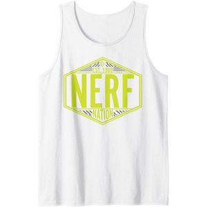 Nerf Nation Est 1969 Neon Badge Logo Tank Top(White)