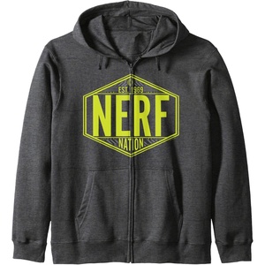 Nerf Nation Est 1969 Neon Badge Logo Zip Hoodie(Dark Heather Grey)
