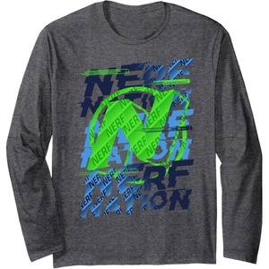 Nerf Nation N Logo Stack Long Sleeve T-Shirt(Dark Heather Grey)