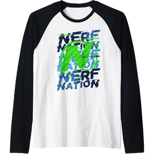 Nerf Nation N Logo Stack Raglan Baseball Tee(Black/White)
