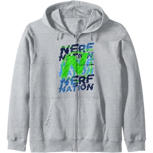 Nerf Nation N Logo Stack Zip Hoodie(Heather Grey)