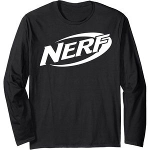 Nerf Simple White Retro Logo Long Sleeve T-Shirt(Black)