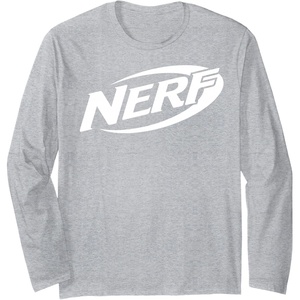 Nerf Simple White Retro Logo Long Sleeve T-Shirt(Heather Grey)
