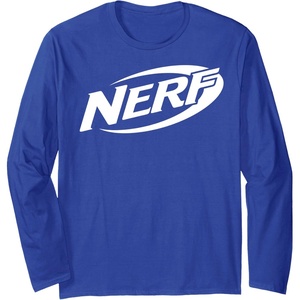 Nerf Simple White Retro Logo Long Sleeve T-Shirt(Royal Blue)