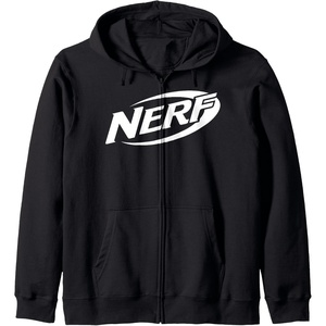Nerf Simple White Retro Logo Zip Hoodie(Black)