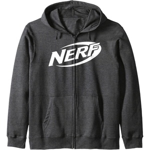 Nerf Simple White Retro Logo Zip Hoodie(Dark Heather Grey)