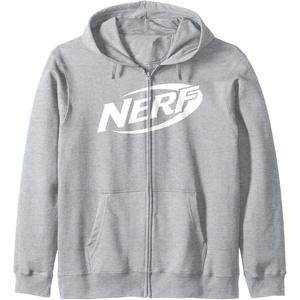 Nerf Simple White Retro Logo Zip Hoodie(Heather Grey)