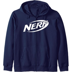 Nerf Simple White Retro Logo Zip Hoodie(Navy Blue)