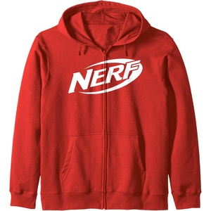 Nerf Simple White Retro Logo Zip Hoodie(Red)