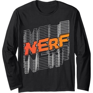 Nerf Stacked Silhouette Retro Nerf Action Logo Long Sleeve T-Shirt(Black)