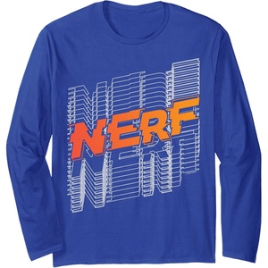 Nerf Stacked Silhouette Retro Nerf Action Logo Long Sleeve T-Shirt(Royal Blue)