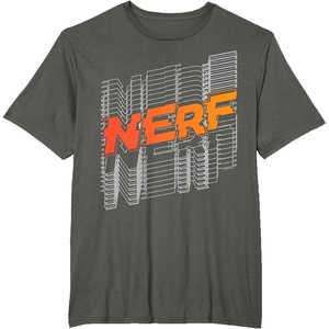 Nerf Stacked Silhouette Retro Nerf Action Logo T-Shirt(Asphalt Grey)