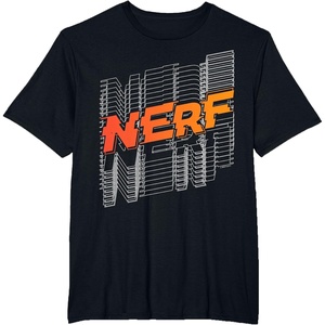Nerf Stacked Silhouette Retro Nerf Action Logo T-Shirt(Black)