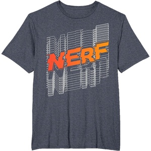 Nerf Stacked Silhouette Retro Nerf Action Logo T-Shirt(Heather Blue)