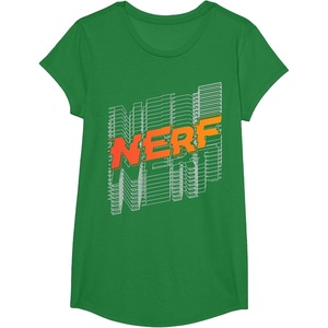 Nerf Stacked Silhouette Retro Nerf Action Logo T-Shirt(Kelly Green)