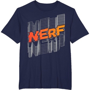 Nerf Stacked Silhouette Retro Nerf Action Logo T-Shirt(Navy Blue)