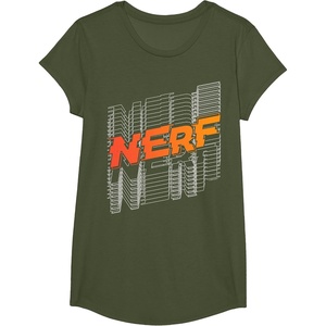 Nerf Stacked Silhouette Retro Nerf Action Logo T-Shirt(Olive Green)