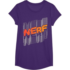 Nerf Stacked Silhouette Retro Nerf Action Logo T-Shirt(Purple)