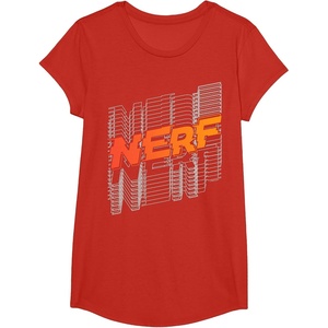 Nerf Stacked Silhouette Retro Nerf Action Logo T-Shirt(Red)