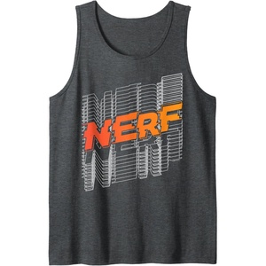 Nerf Stacked Silhouette Retro Nerf Action Logo Tank Top(Dark Heather Grey)