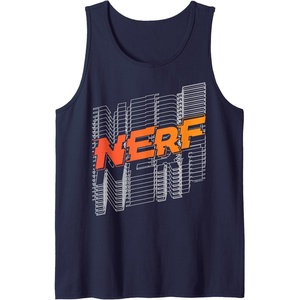 Nerf Stacked Silhouette Retro Nerf Action Logo Tank Top(Navy Blue)