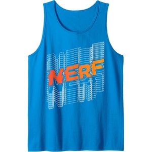 Nerf Stacked Silhouette Retro Nerf Action Logo Tank Top(Sapphire Blue)