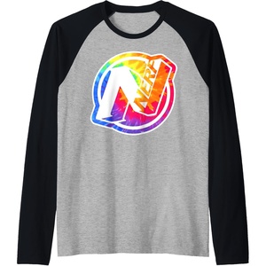Nerf Tie Dye Logo Raglan Baseball Tee(Black/Athletic Heather)