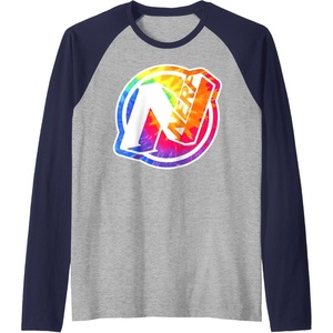Nerf Tie Dye Logo Raglan Baseball Tee(Navy Blue/Athletic Heather)