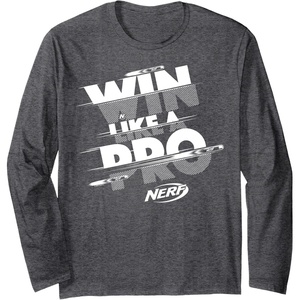 Nerf Win Like A Pro Glitch Text Long Sleeve T-Shirt(Dark Heather Grey)
