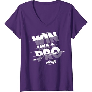 Nerf Win Like A Pro Glitch Text V-Neck T-Shirt(Purple)