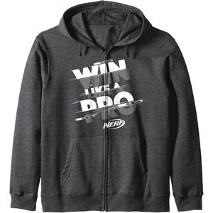 Nerf Win Like A Pro Glitch Text Zip Hoodie(Dark Heather Grey)