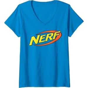 Womens Nerf Classic Retro Color Logo V-Neck T-Shirt(Sapphire Blue)