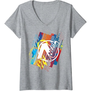 Womens Nerf N Glitched Logo V-Neck T-Shirt(Heather Grey)