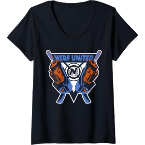 Womens Nerf United Blasters V-Neck T-Shirt(Black)