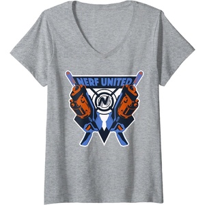 Womens Nerf United Blasters V-Neck T-Shirt(Heather Grey)