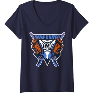Womens Nerf United Blasters V-Neck T-Shirt(Navy Blue)