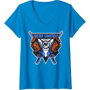 Womens Nerf United Blasters V-Neck T-Shirt(Sapphire Blue)
