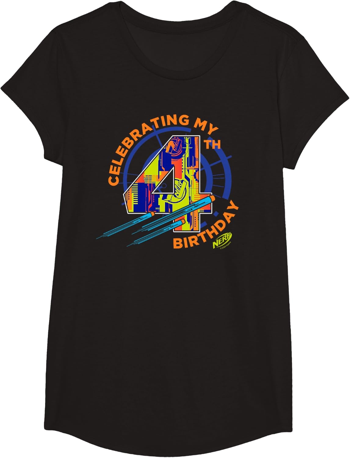 image:imageNerf Birthday Celebrating My 4th Graphic Color Filled Logo TShirtBlack