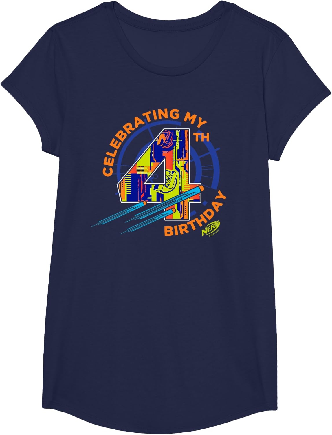 image:imageNerf Birthday Celebrating My 4th Graphic Color Filled Logo TShirtNavy Blue