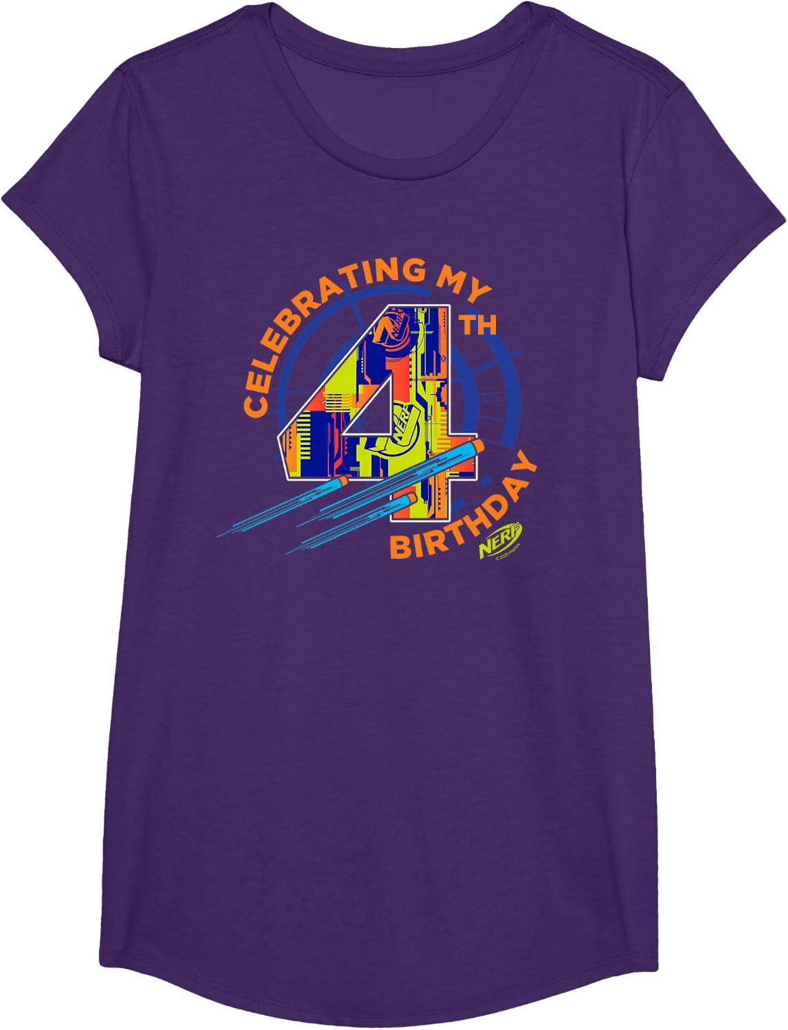 image:imageNerf Birthday Celebrating My 4th Graphic Color Filled Logo TShirtPurple