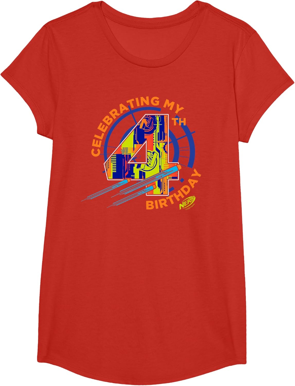 image:imageNerf Birthday Celebrating My 4th Graphic Color Filled Logo TShirtRed