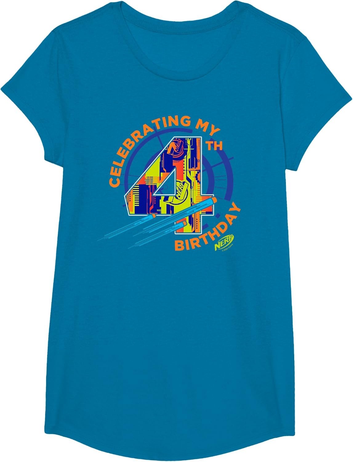 image:imageNerf Birthday Celebrating My 4th Graphic Color Filled Logo TShirtSapphire Blue